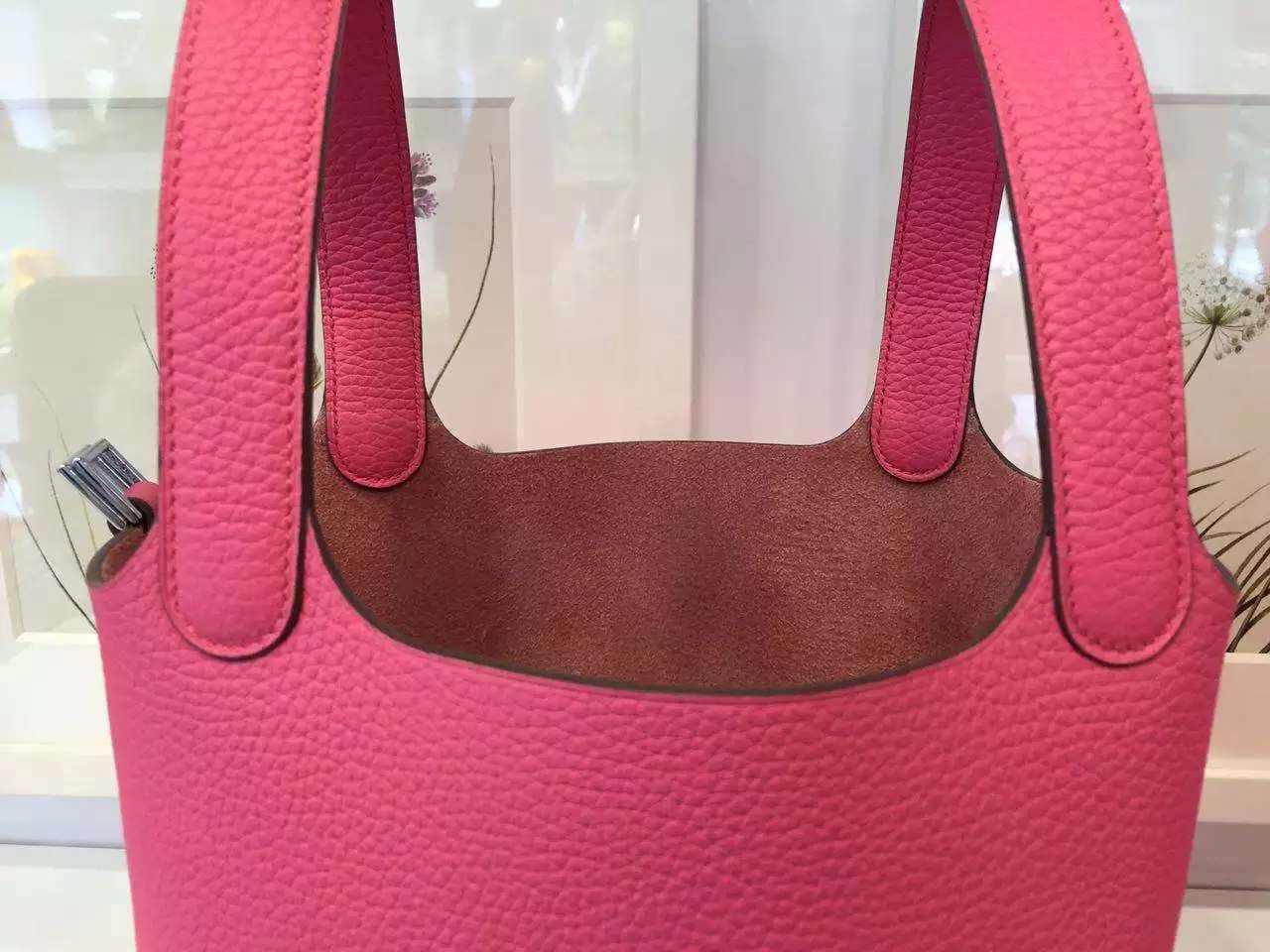 New Fashion Hermes U5 Rose Lipstick Original Togo Leather Picotin Lock Women&#8217;s Shopping Bag