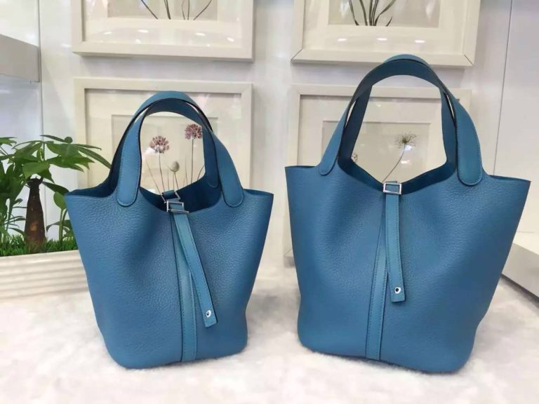 Hermes Original Togo Leather Picotin Lock Handbag in 7B Turquoise Blue