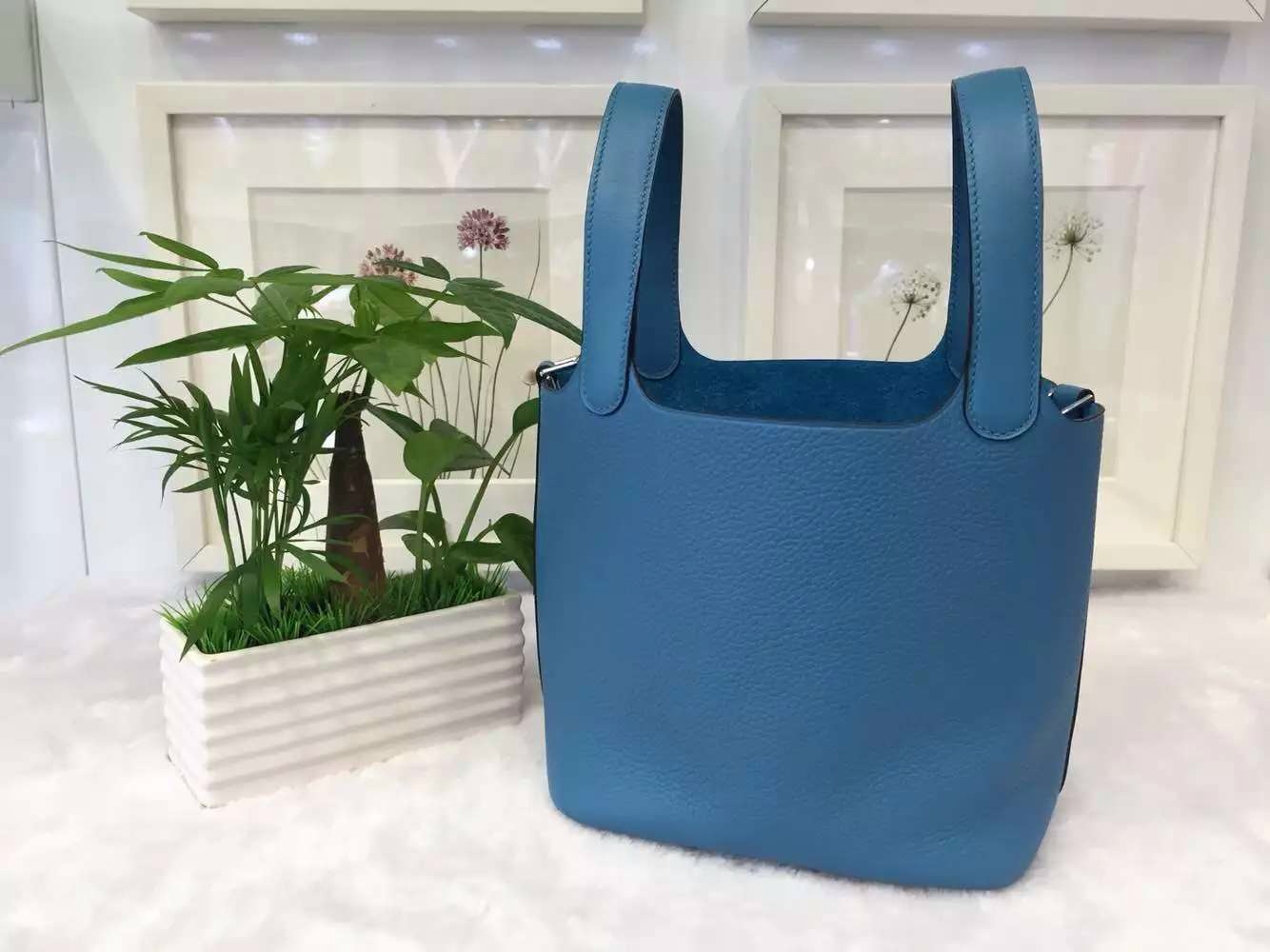 Wholesale Hermes Original Togo Leather Picotin Lock Handbag in 7B Turquoise Blue