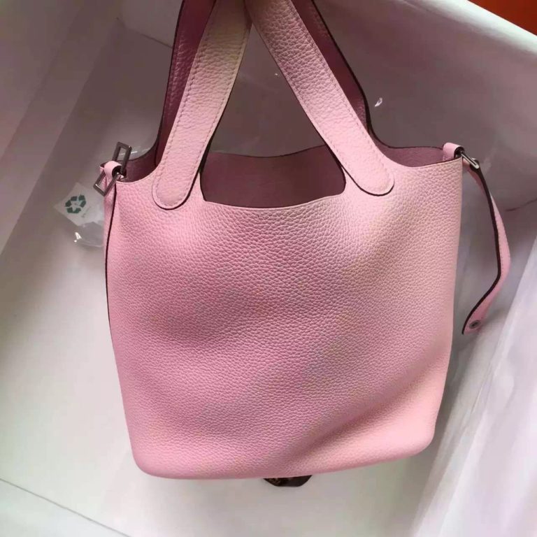 Ladies Handbag Hermes 3Q Sakura Pink Togo Calfskin Leather Picotin Lock
