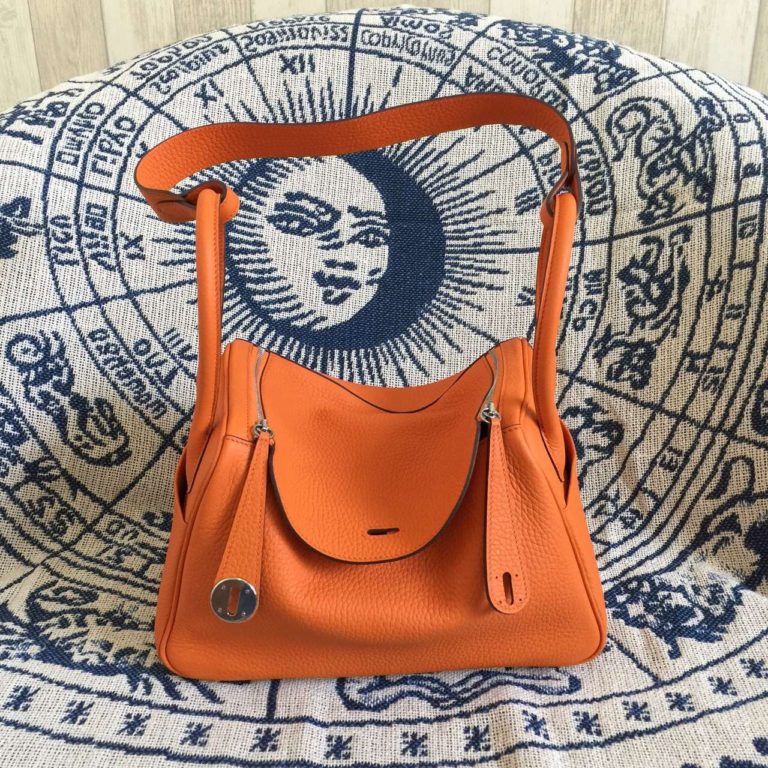 Hermes Lindy Bag  26CM Orange TC Calfskin Leather Womens Tote Bag