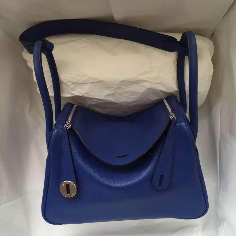 Hermes 7T Blue Electric Swift Leather Lindy Bag 26CM Ladies Handbag