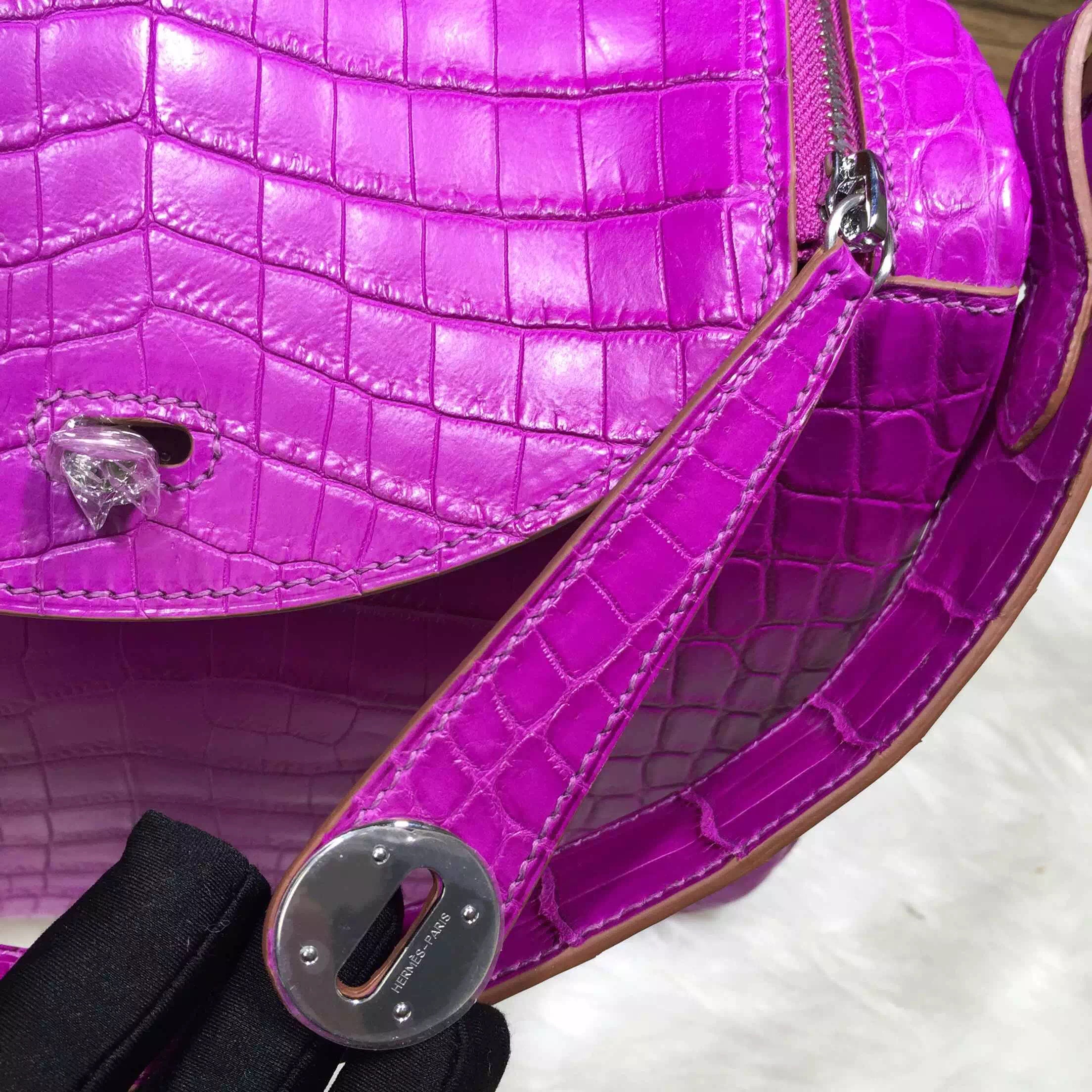 Wholesale Hermes K5 Tosca Purple Crocodile Leather Lindy Bag 26CM