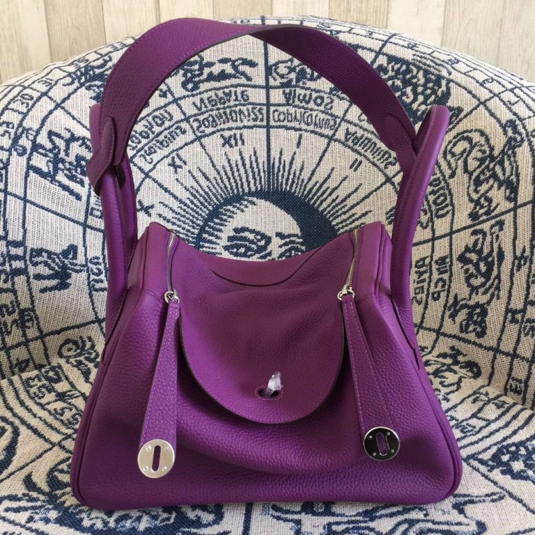 Hermes Bag P9 Anemone Purple Original Togo Calfskin Lindy Bag 30cm
