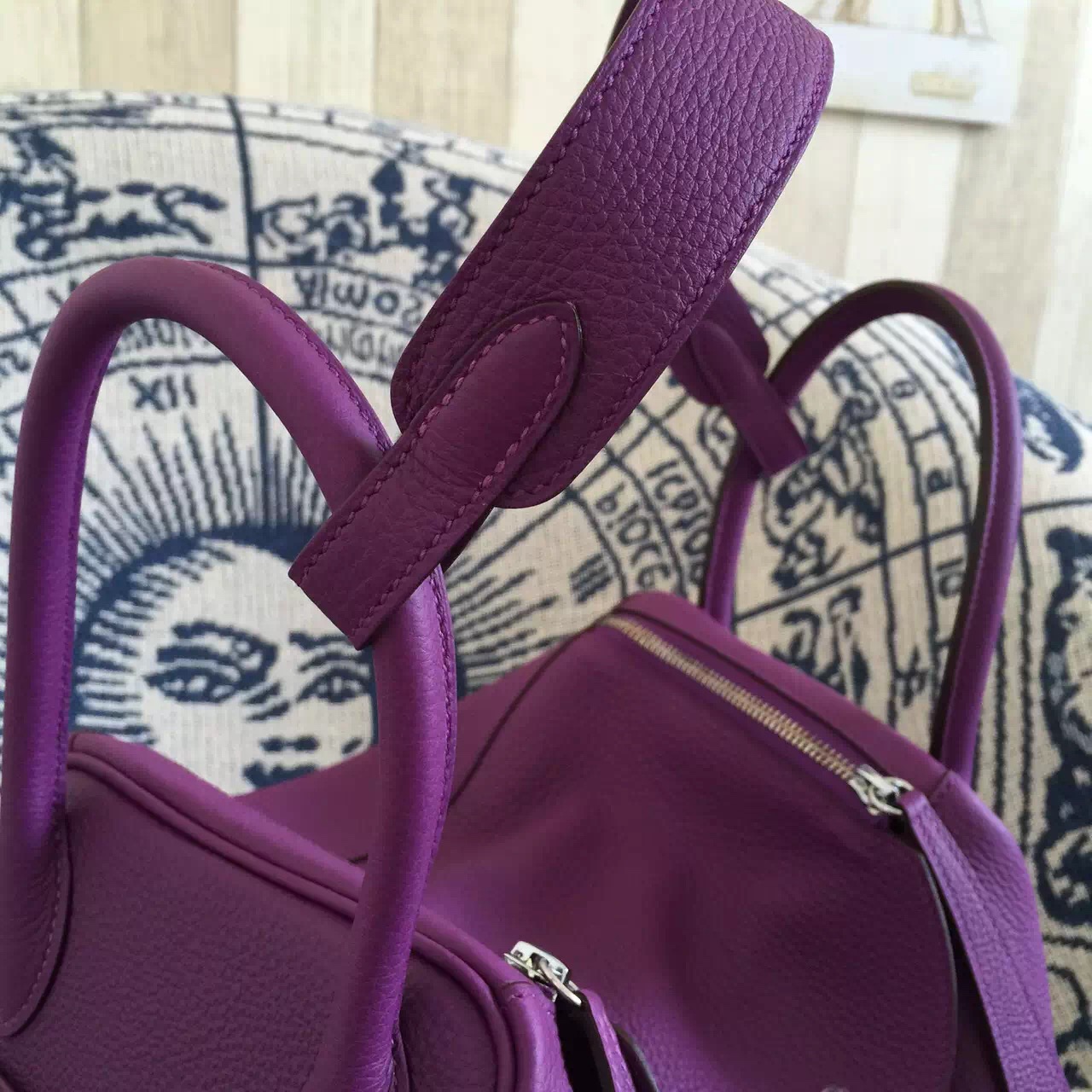New Hermes Bag P9 Anemone Purple Original Togo Calfskin Lindy Bag30cm
