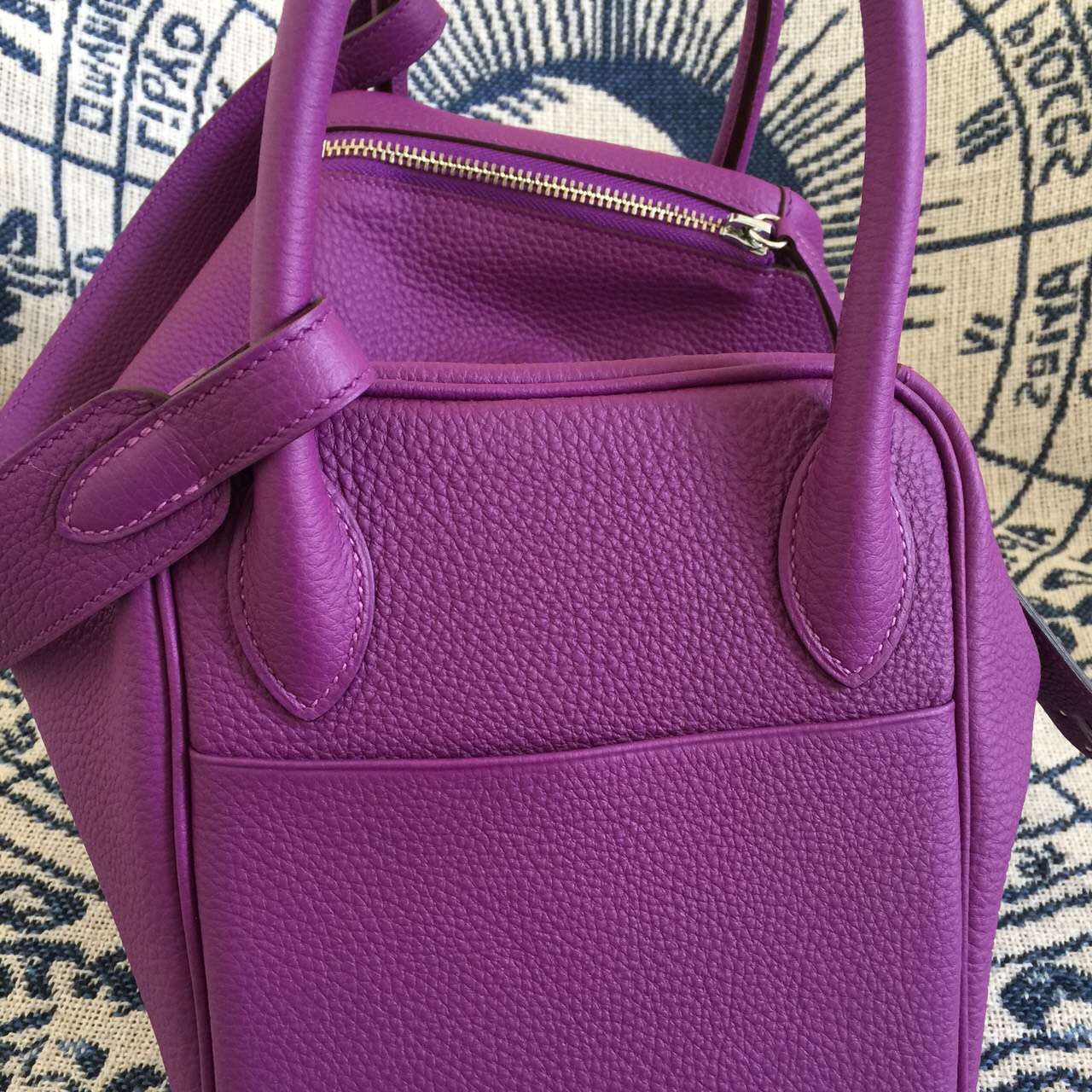 New Hermes Bag P9 Anemone Purple Original Togo Calfskin Lindy Bag30cm