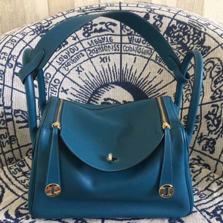 Hermes Online Store Swift Leather 7L Prussian Blue Lindy Bag  30cm