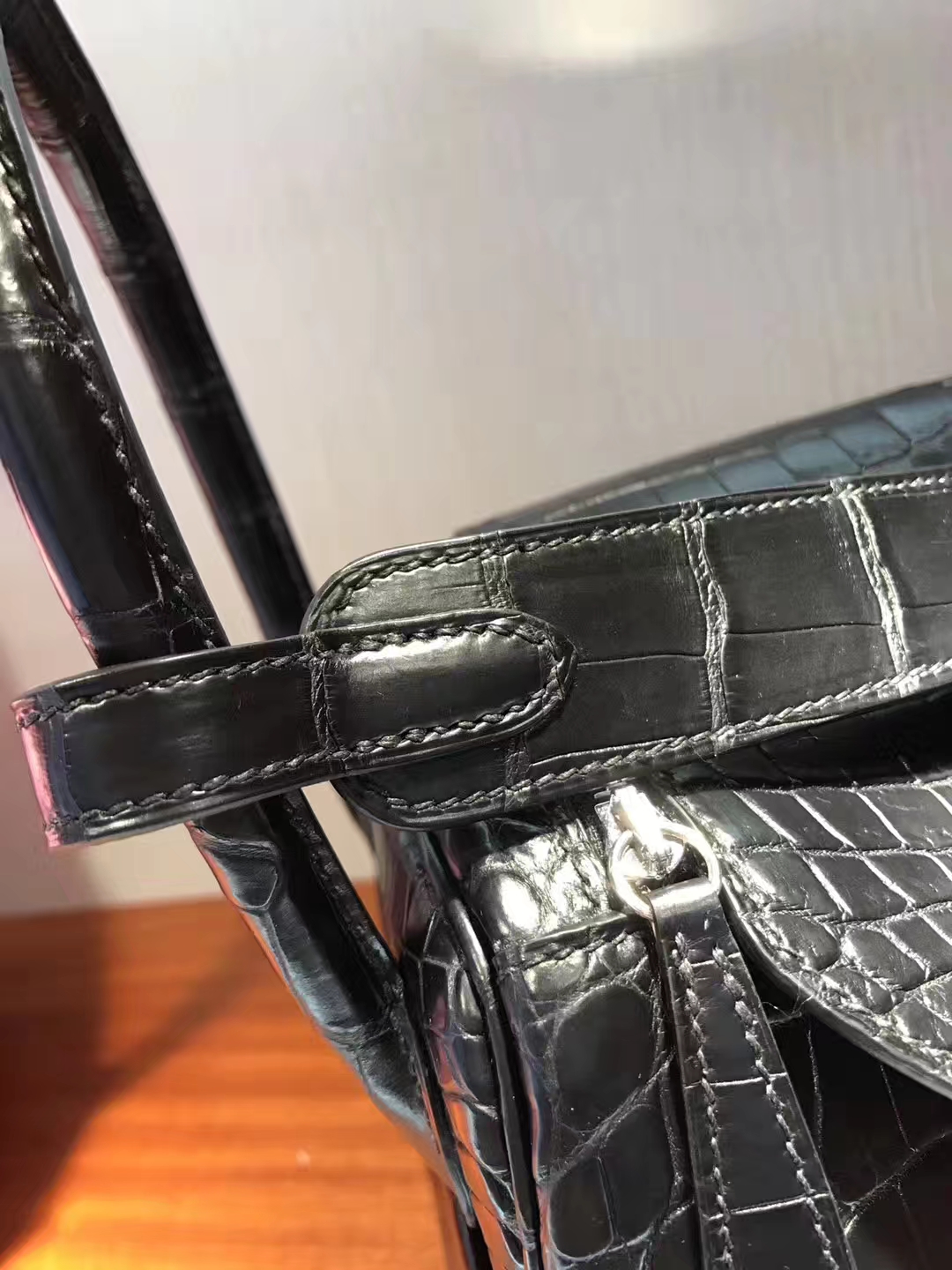 New Fashion Hermes CK89 Black Crocodile Matt Leather Lindy26cm Bag Silver Hardware