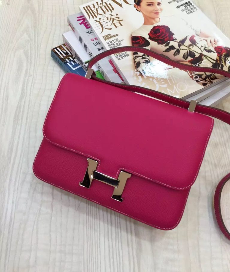 High Quality Hermes Constance Bag  24CM Candy Pink Epsom Leather Womens Shoulder Bag