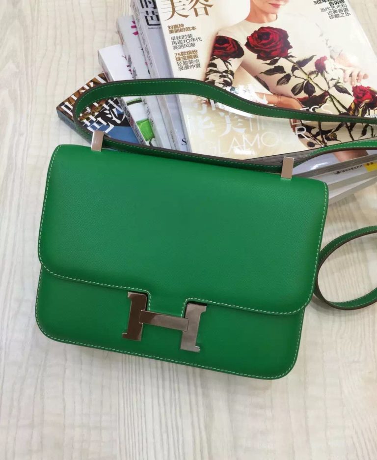 Hermes Constance Bag  24CM Epsom Leather Bamboo Green Womens Bag