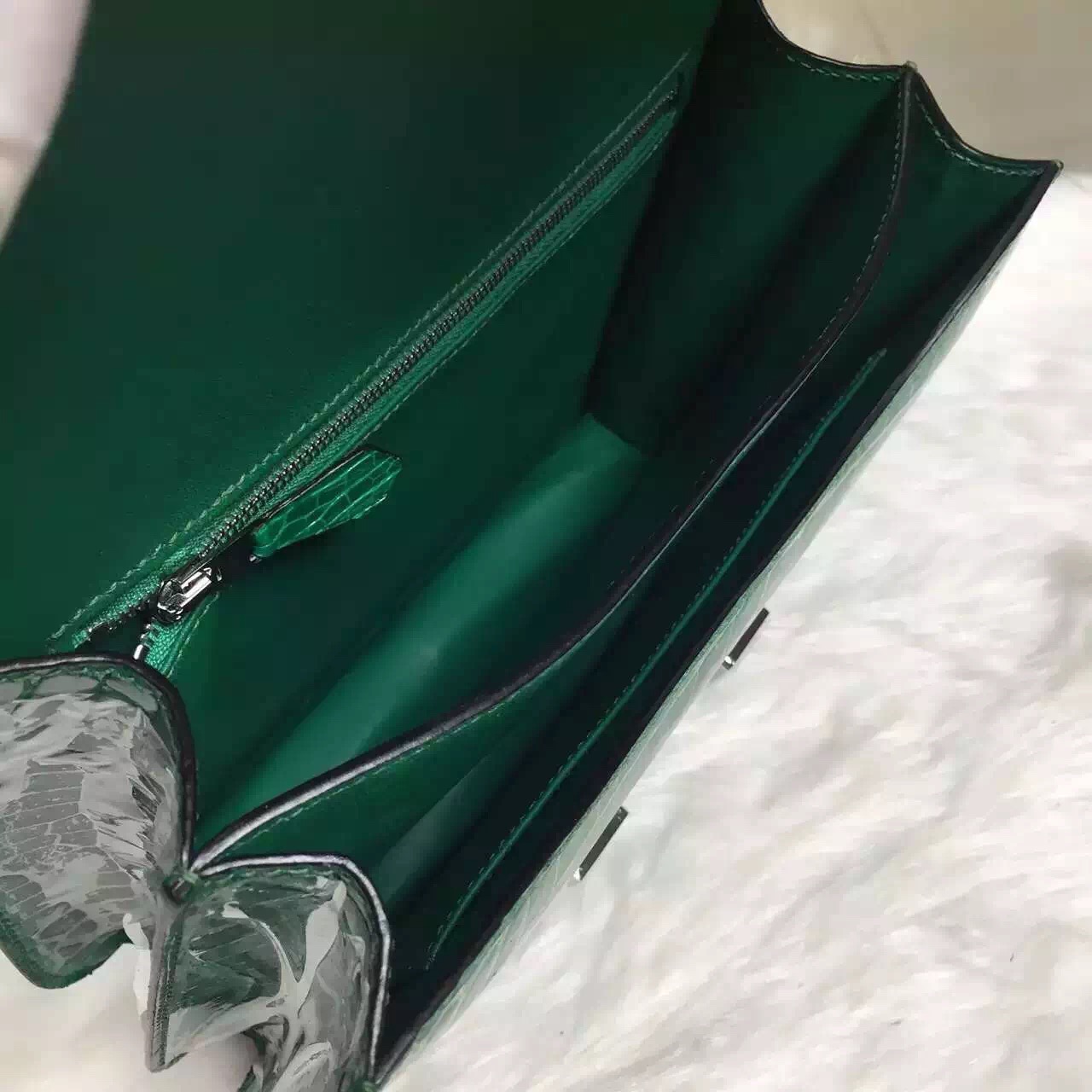 Wholesale Hermes Crocodile Leather Emerald Green Constance Bag24CM Cross-body Bag