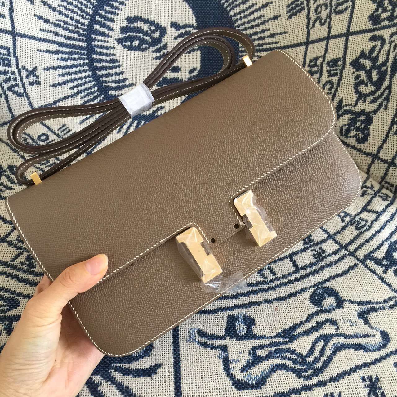 Wholesale Hermes Handbag Epsom Calfskin CK18 Etoupe Grey Constance Bag26