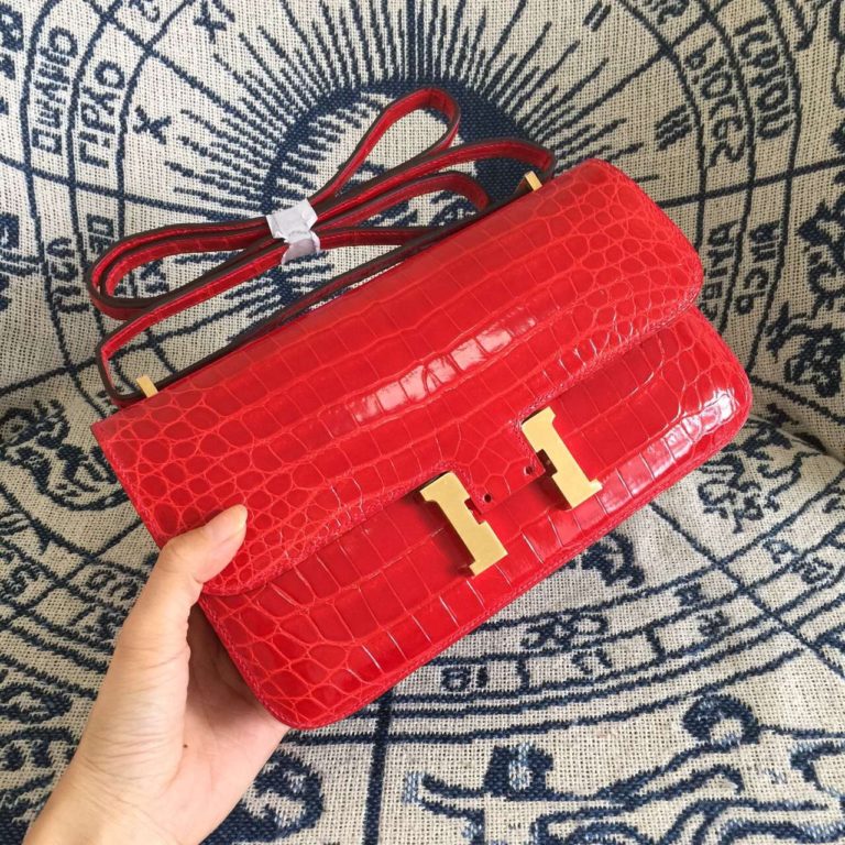 Online Store Hermes Constance 26 Crocodile Leather Ferrari Red Womens Bag