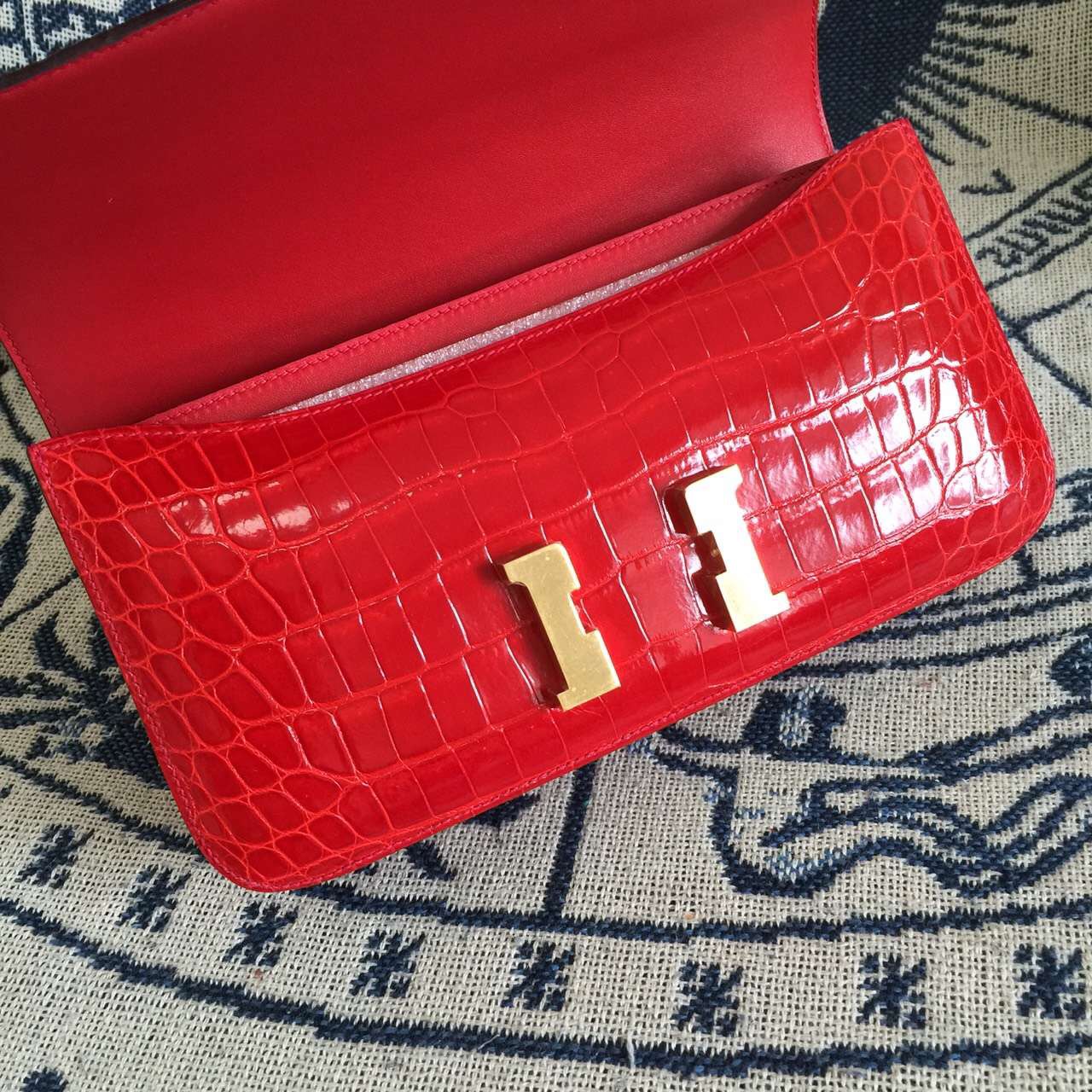 Online Store Hermes Constance26 Crocodile Leather Ferrari Red Women&#8217;s Bag