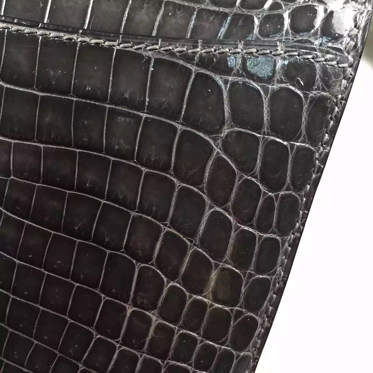 Wholesale Hermes Constance Bag19cm Graphite Grey Crocodile Shiny Leather