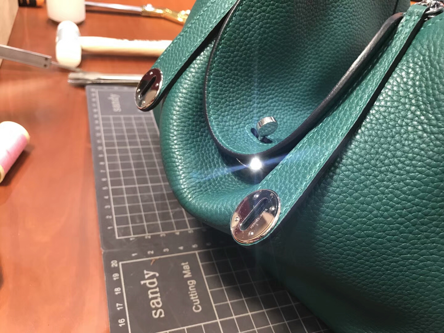 Fashion Hermes Togo Calf Z6 Malachite Green Lindy26/30cm Shoulder Bag Silver Hardware