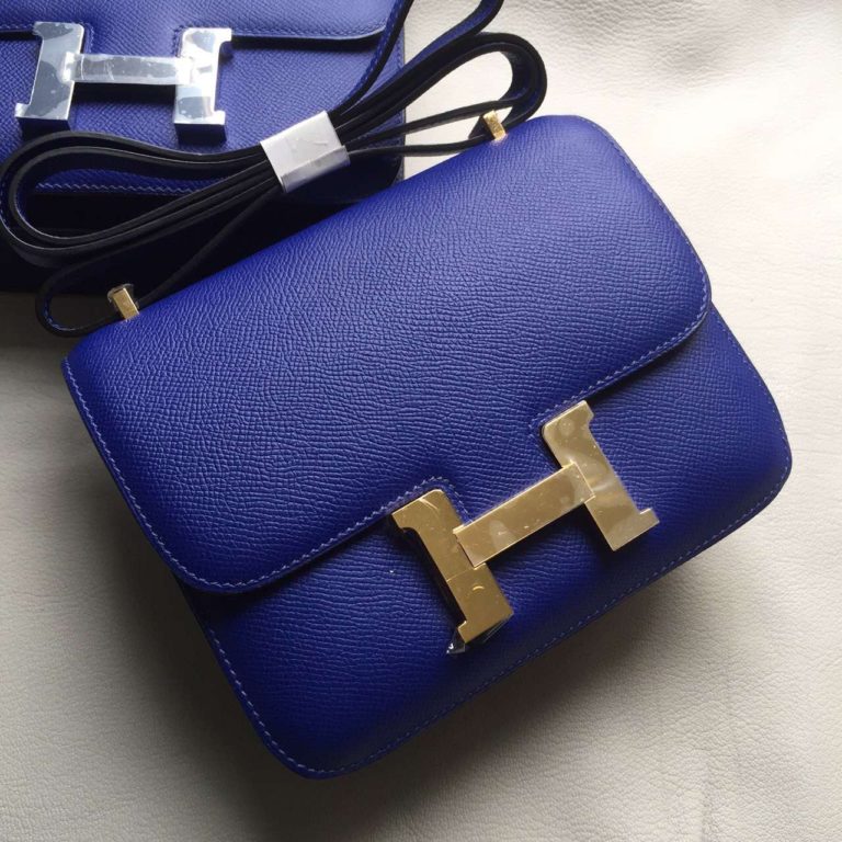 Hermes 7T Blue Electric Epsom Leather Constance Bag 18CM