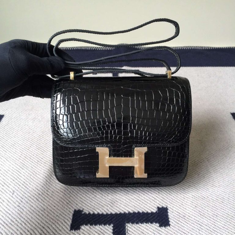 Online Shopping Hermes Black Crocodile Leather Constance Bag  19cm
