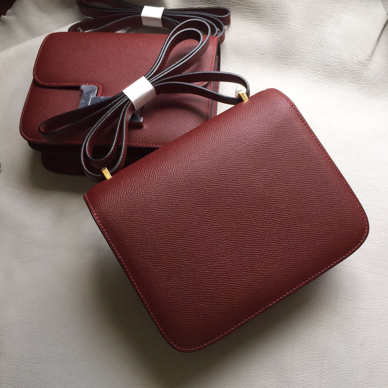 New Arrival Hermes Epsom Calfskin Leather Constance Bag19cm in  Hermes Red