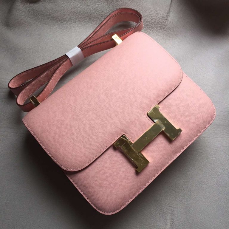 Hermes 1P Pink Epsom Calfskin Leather Constance  24cm