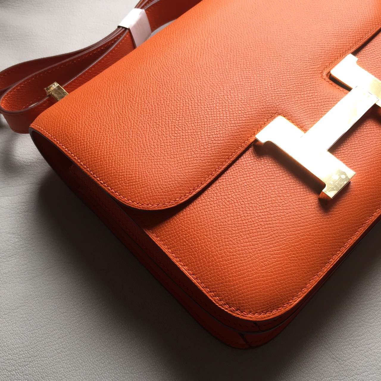 Hermes Website Orange Epsom Calfskin Leather Constance Bag24cm