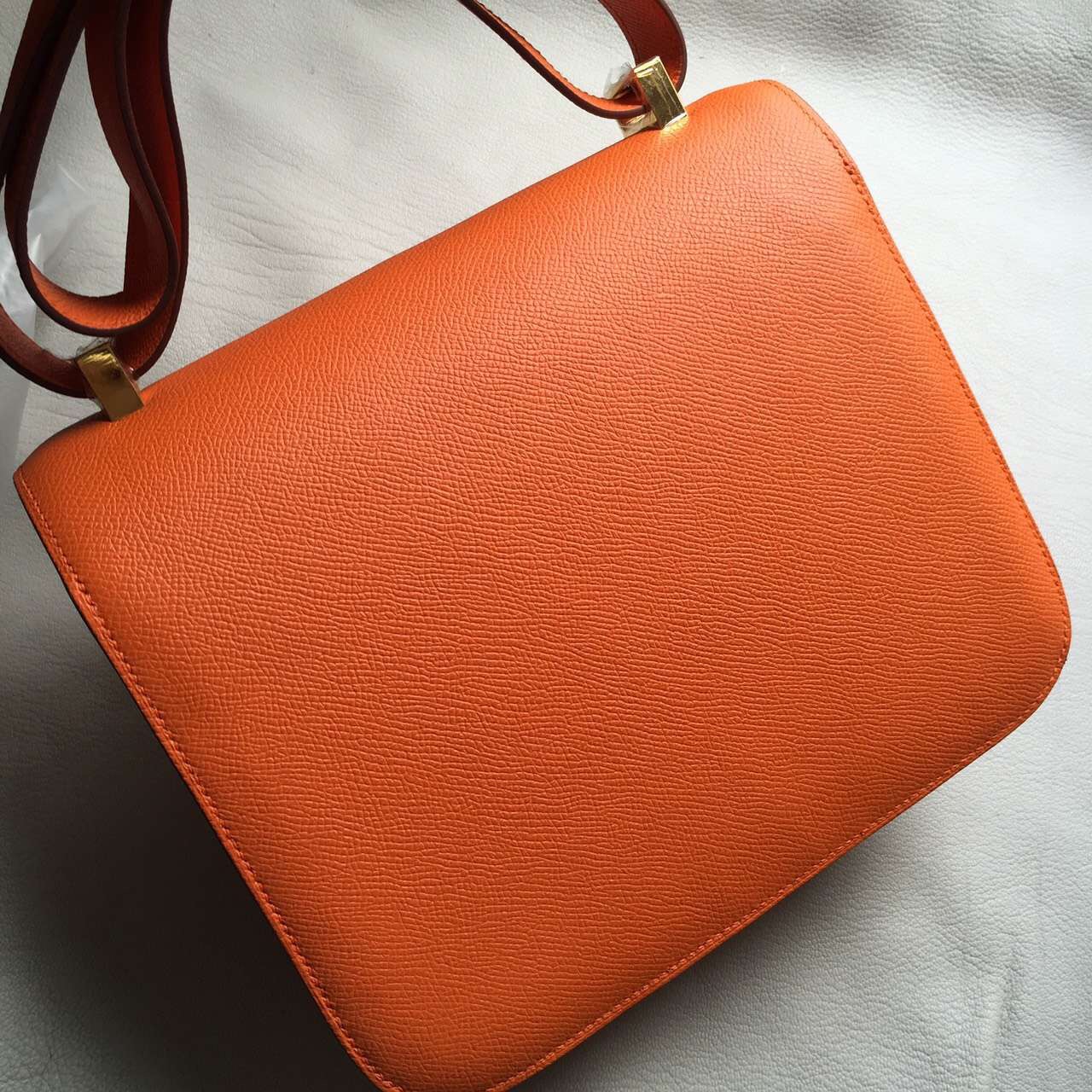 Hermes Website Orange Epsom Calfskin Leather Constance Bag24cm