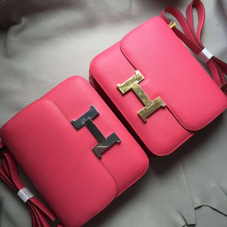 Hermes Pink Epsom Leather Constance Bag  24cm