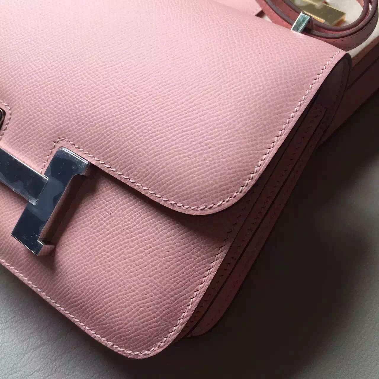 Wholesale Hermes 3Q New Pink Epsom Calfskin Leather Constance Bag19cm