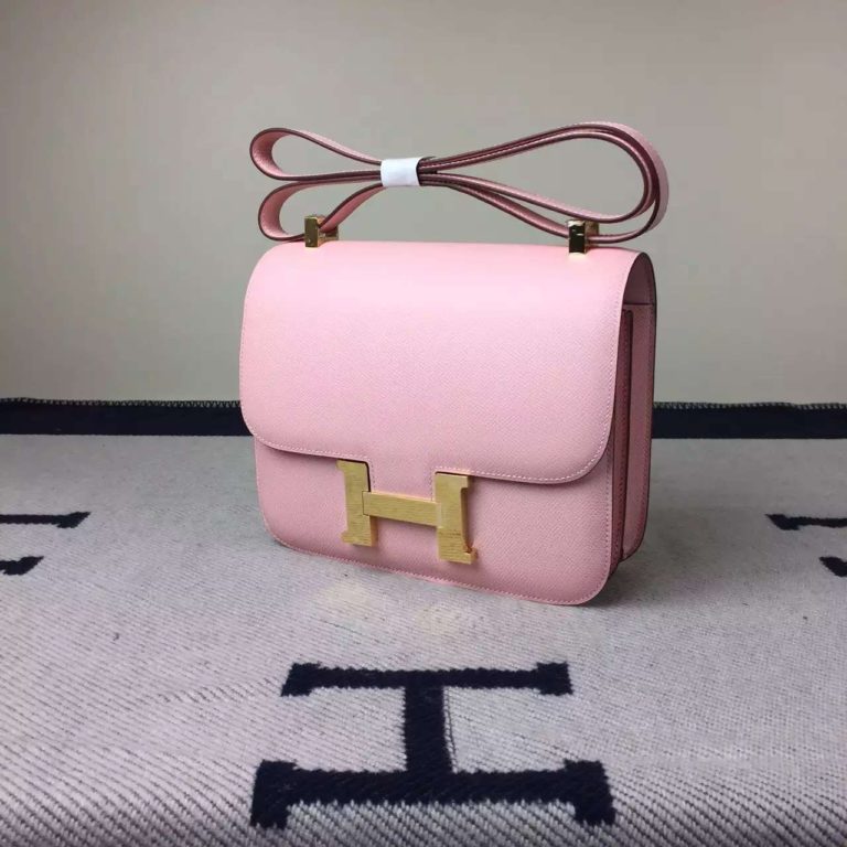 Hermes Epsom Calfskin Leather Constance 24cm Bag in 3Q Pink