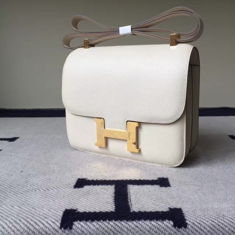 Hermes Constance Bag CK10 Carie White Epsom Calfskin Leather