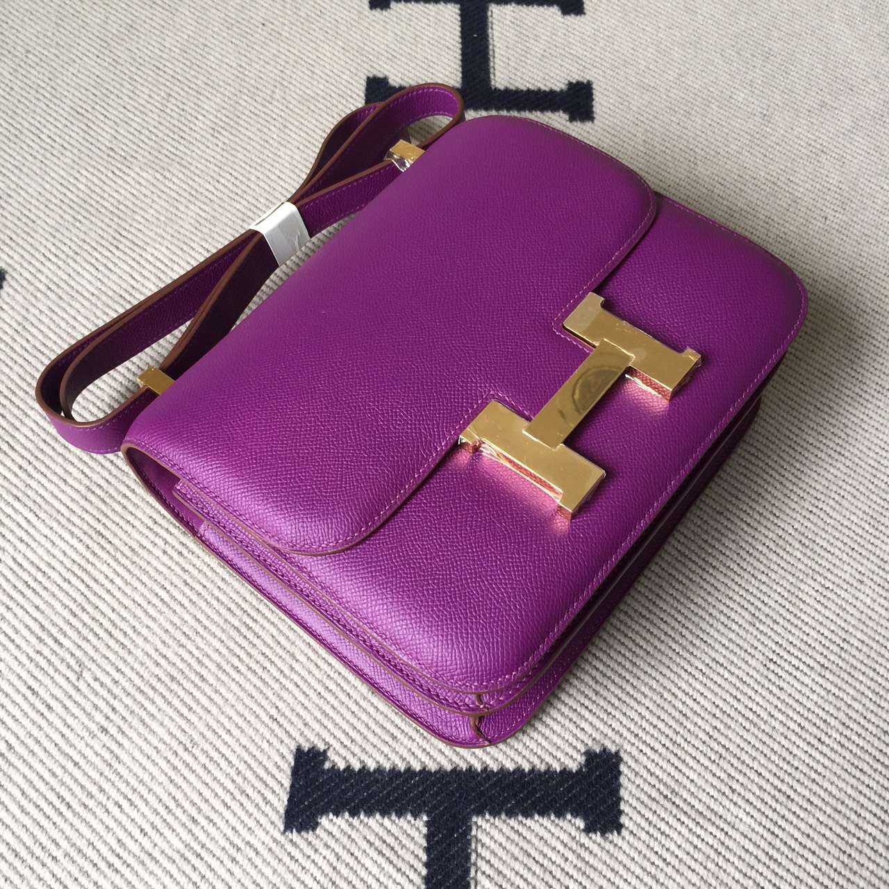 New Fashion Hermes Epsom Leather Constance Bag in P9 Anemone Purple