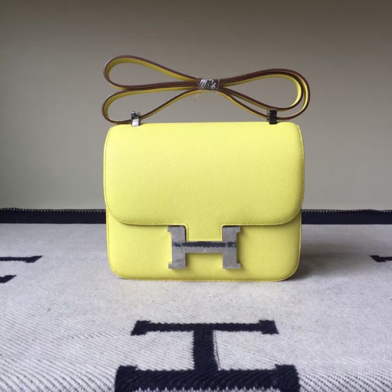 Hermes C9 Yellow Epsom Calfskin Leather Constance Bag  24cm