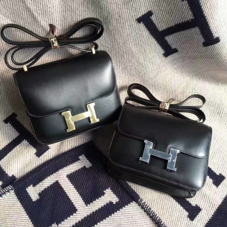 On Hermes CK89 Black Box Calf Leather Constance Bag  18/ 19cm