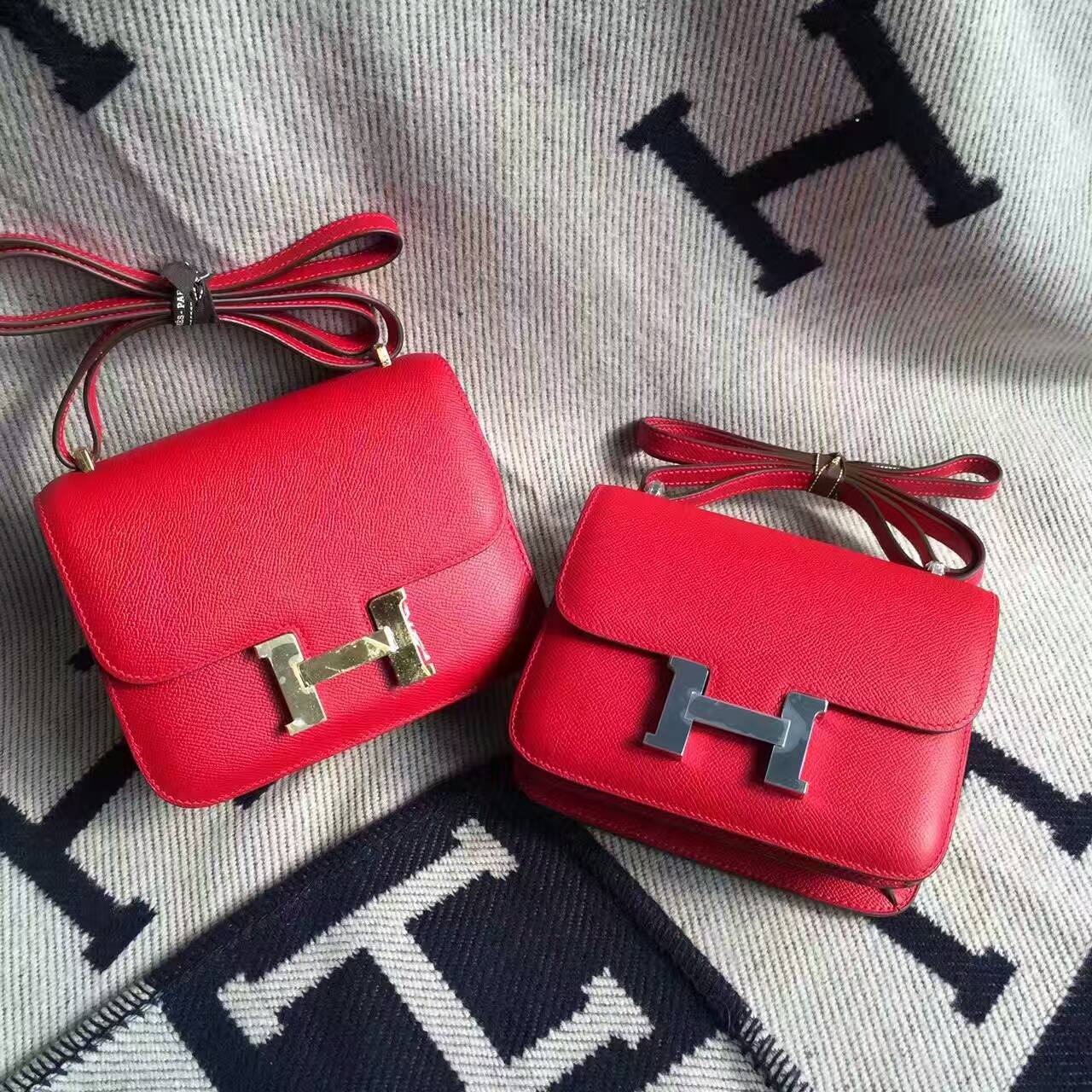 New Fashion Hermes Q5 Rouge Casaque Epsom Calf Leather Constance Bag 18/19cm