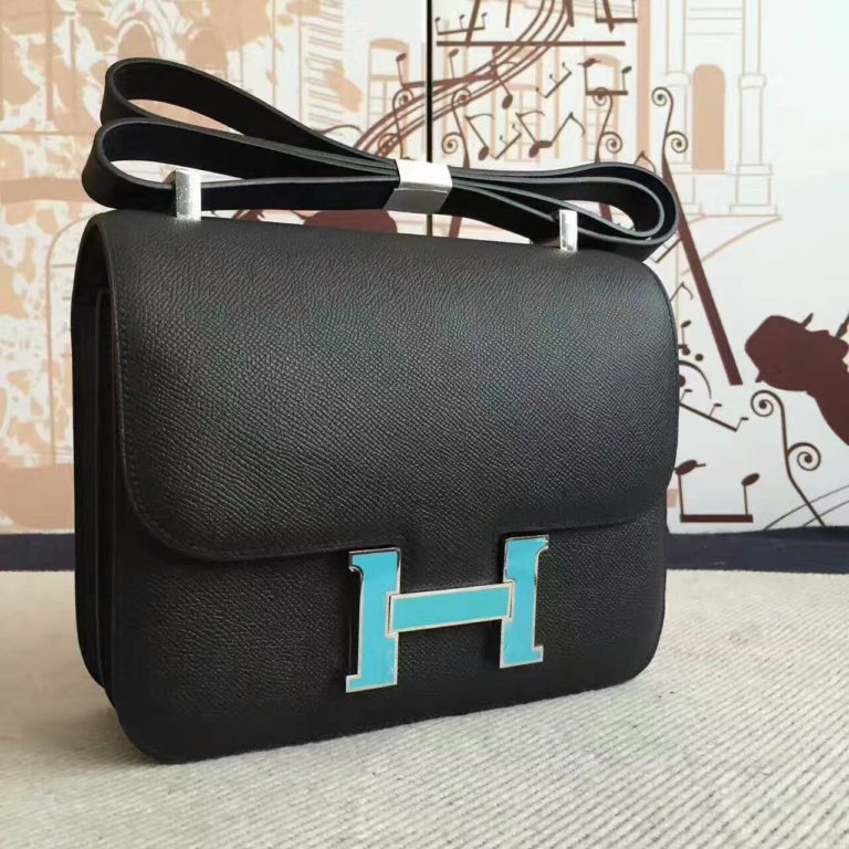 On Hermes CK89 Black Epsom Calfskin Leather Constance Bag  19cm
