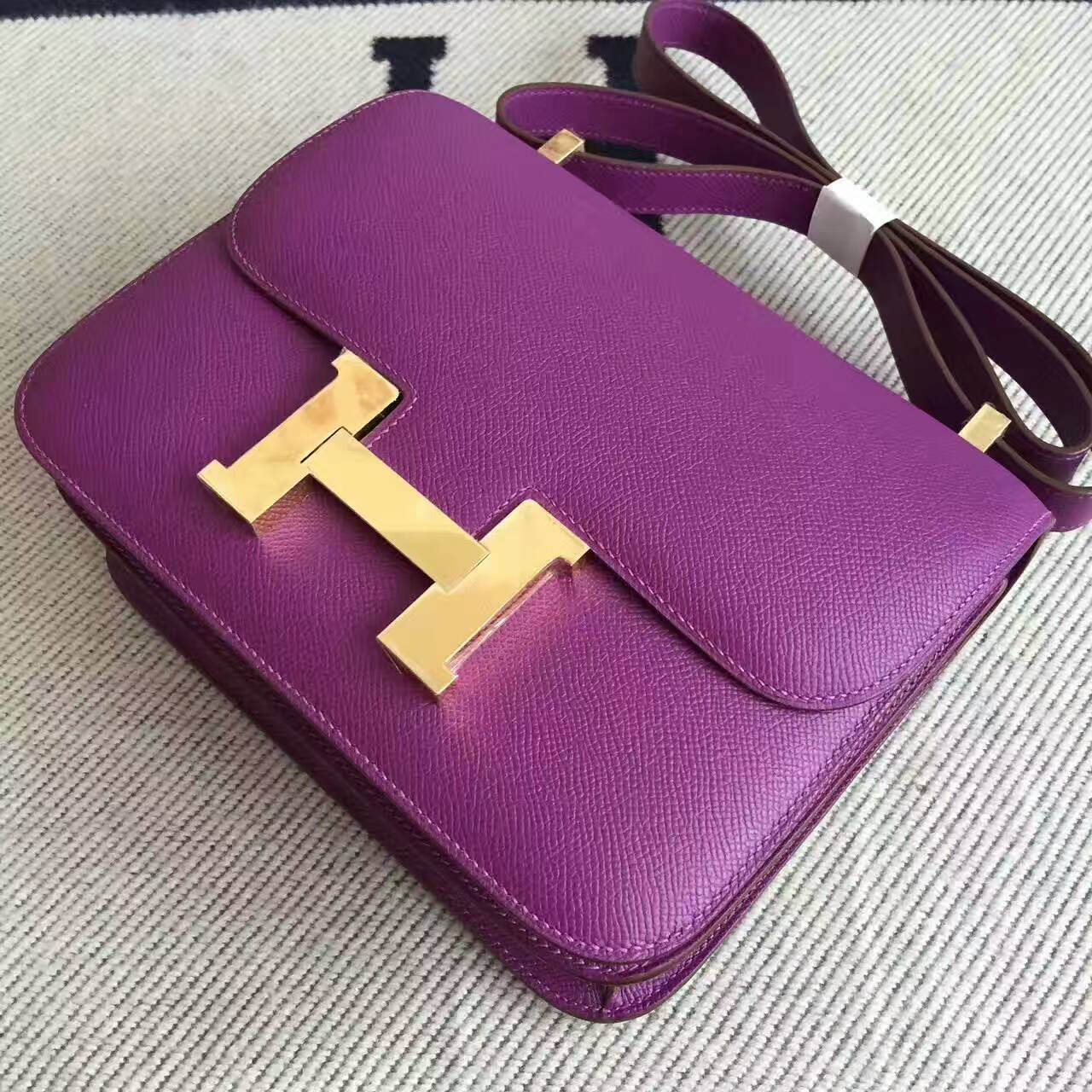 Discount Hermes P9 Anemone Purple Epsom Leather Constance Bag 24cm
