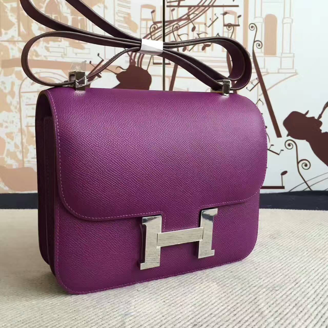Discount Hermes P9 Anemone Purple Epsom Leather Constance Bag 24cm