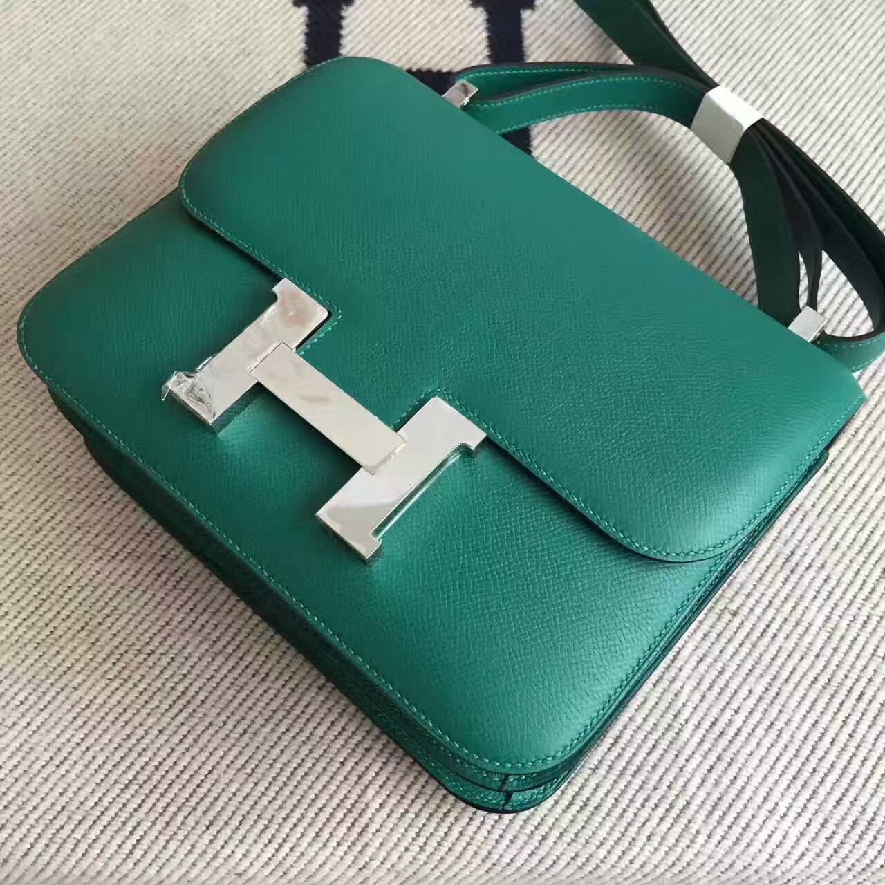 On Sale Hermes Z6 Malachite Green Epsom Leather Constance Bag 24CM