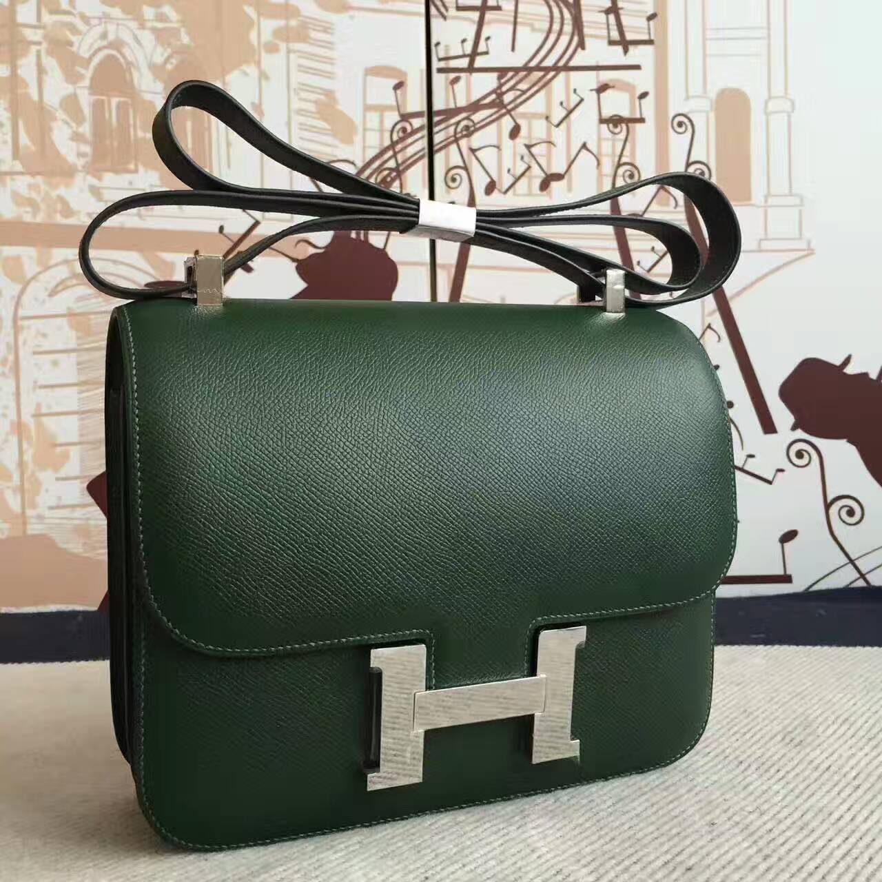 High Quality Hermes Constance Bag 24cm in 2Q Vert Anglais Epsom Leather