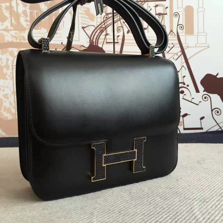 On Hermes Box Calf Leather Black Constance Bag  24cm Shoulder Bag