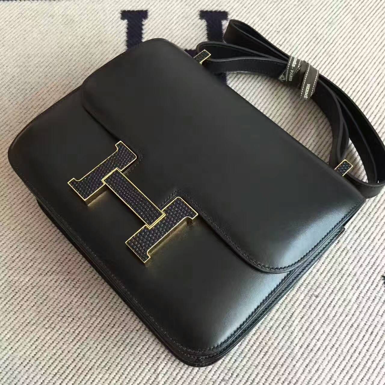 On Sale Hermes Box Calf Leather Black Constance Bag 24cm Shoulder Bag