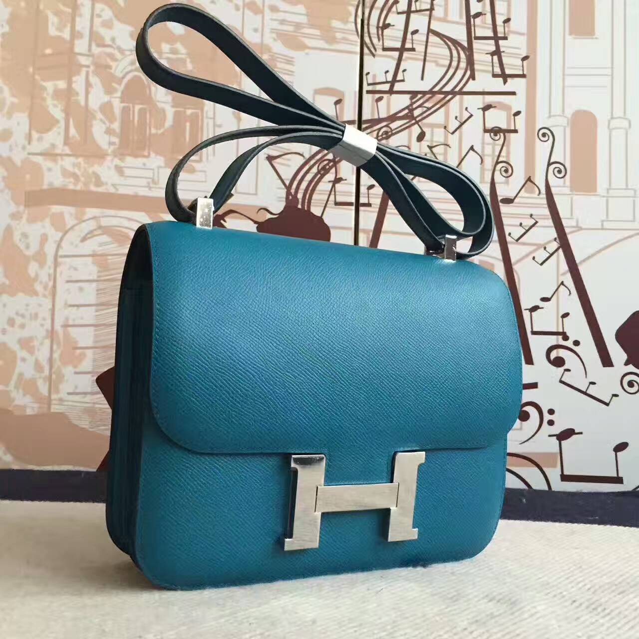 New Arrival Hermes Constance Bag 24cm in 7W Blue Izmir Epsom Leather