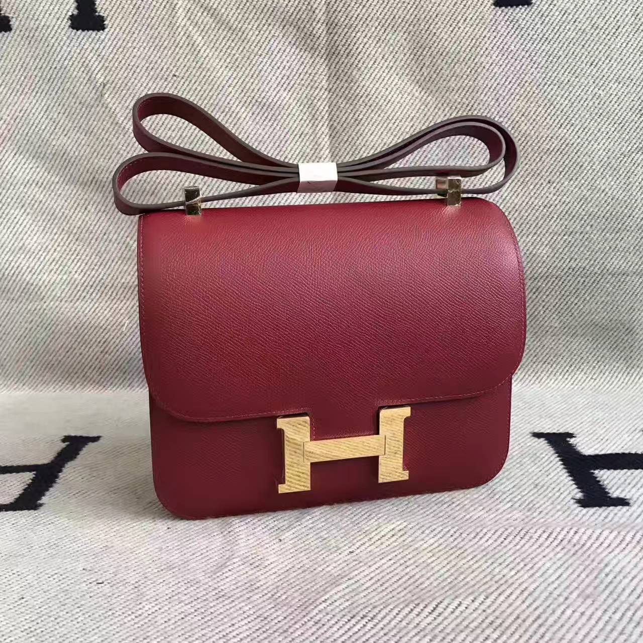 Wholesale Hermes K1 Rouge Grenade Epsom Leather Constance Bag 24cm