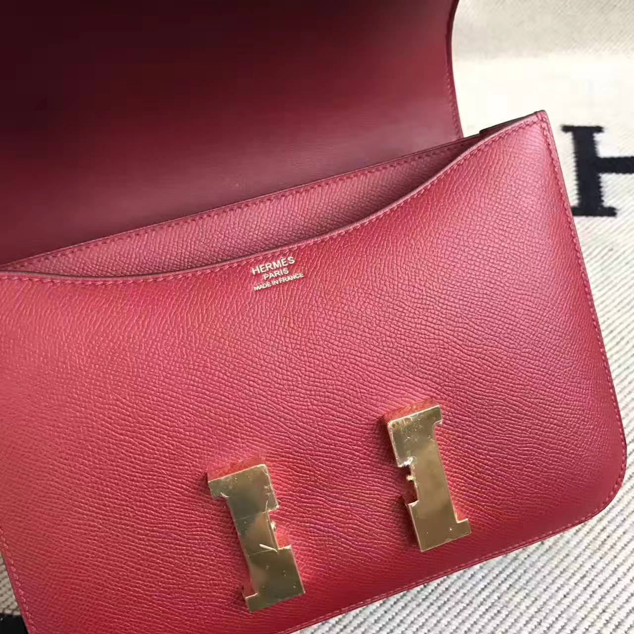 Wholesale Hermes K1 Rouge Grenade Epsom Leather Constance Bag 24cm