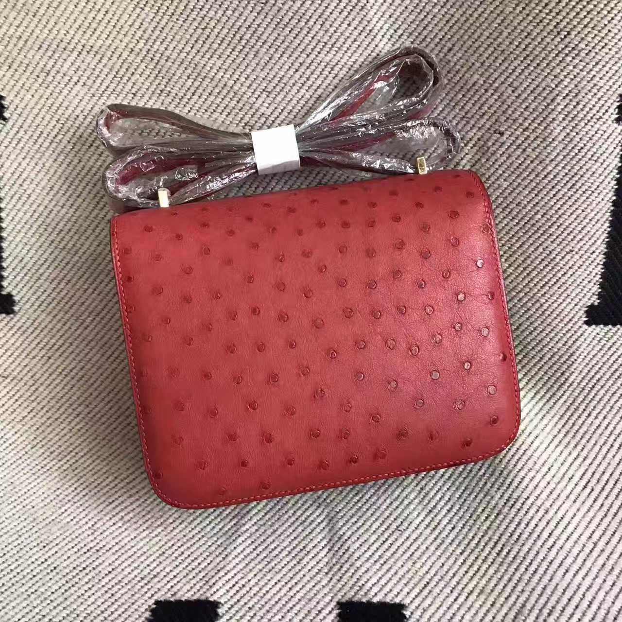 Discount Hermes Red Ostrich Leather Constance Bag Women&#8217;s Shoulder Bag