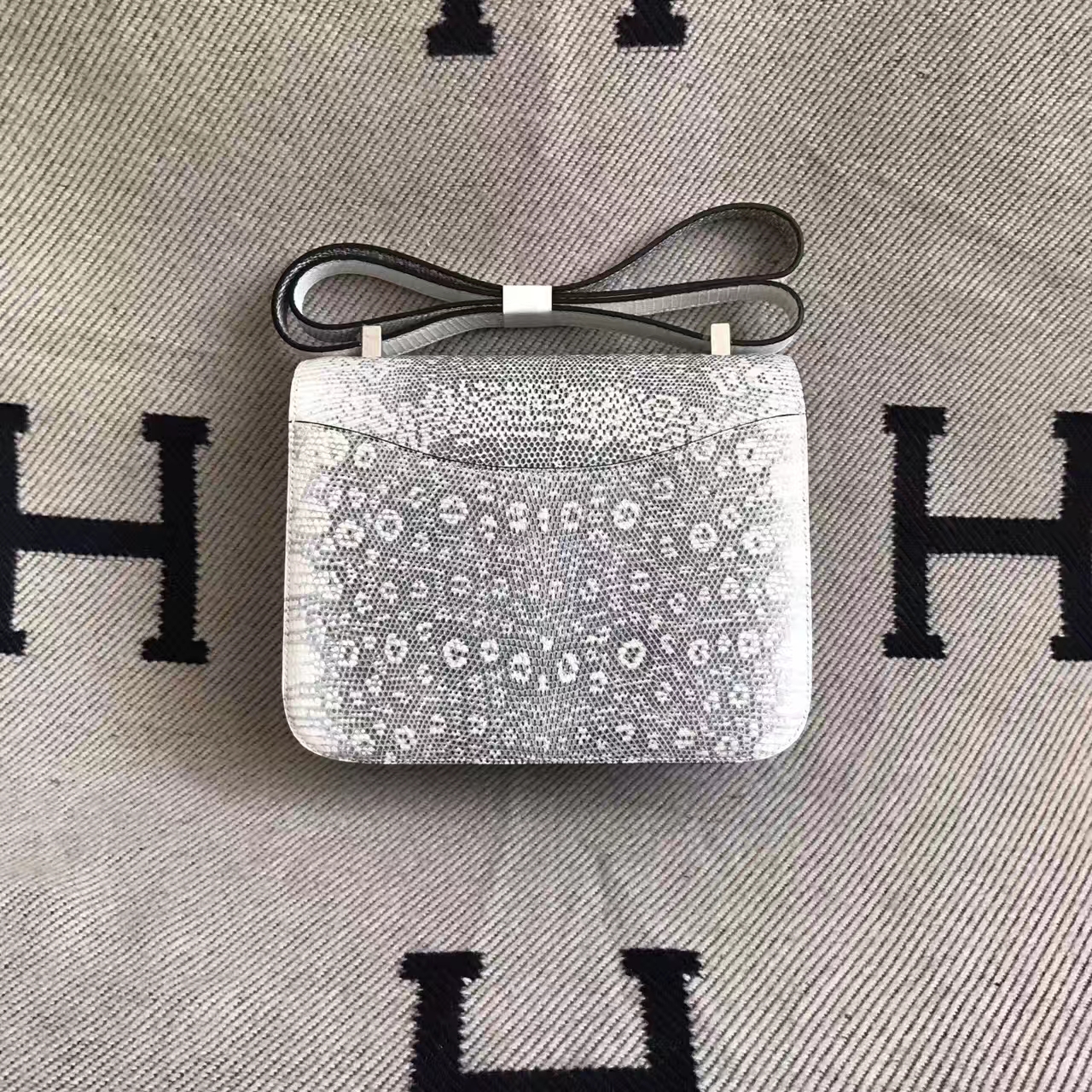 Wholesale Hermes 01 Original Color Shiny Lizard Leather Constance Bag 24cm