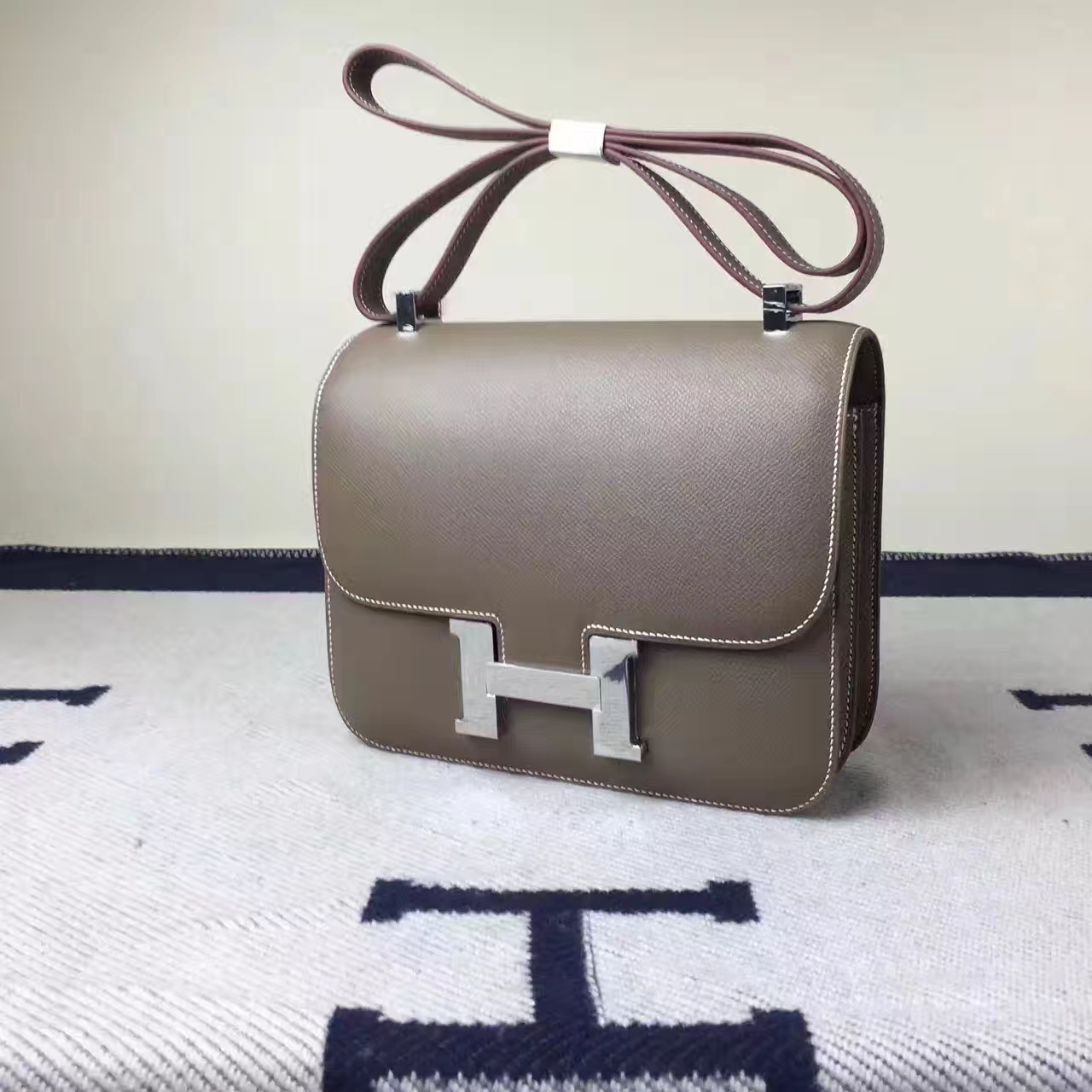 Wholesale Hermes Constance Bag 23cm in  CK18 Etoupe Grey Epsom Leather