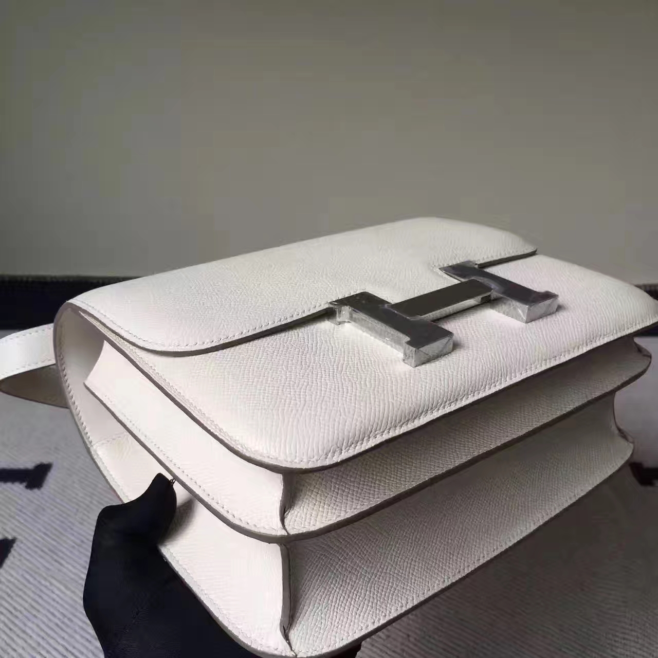 Cheap Hermes CK10 Carie White Epsom Leather Constance Bag 23cm