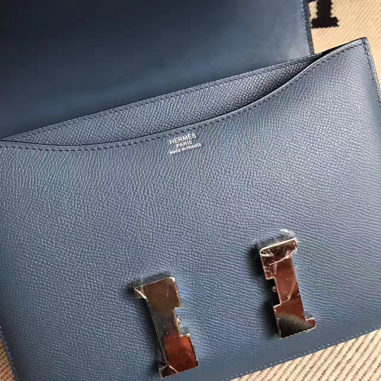 On Sale Hermes R2 Agate Blue Epsom Leather Constance Bag 23cm