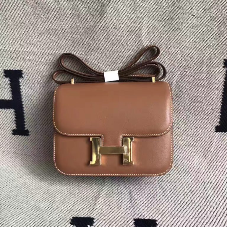 Hermes CK37 Gold Swift Leather Constance Bag Womens Shoulder Bag 19cm